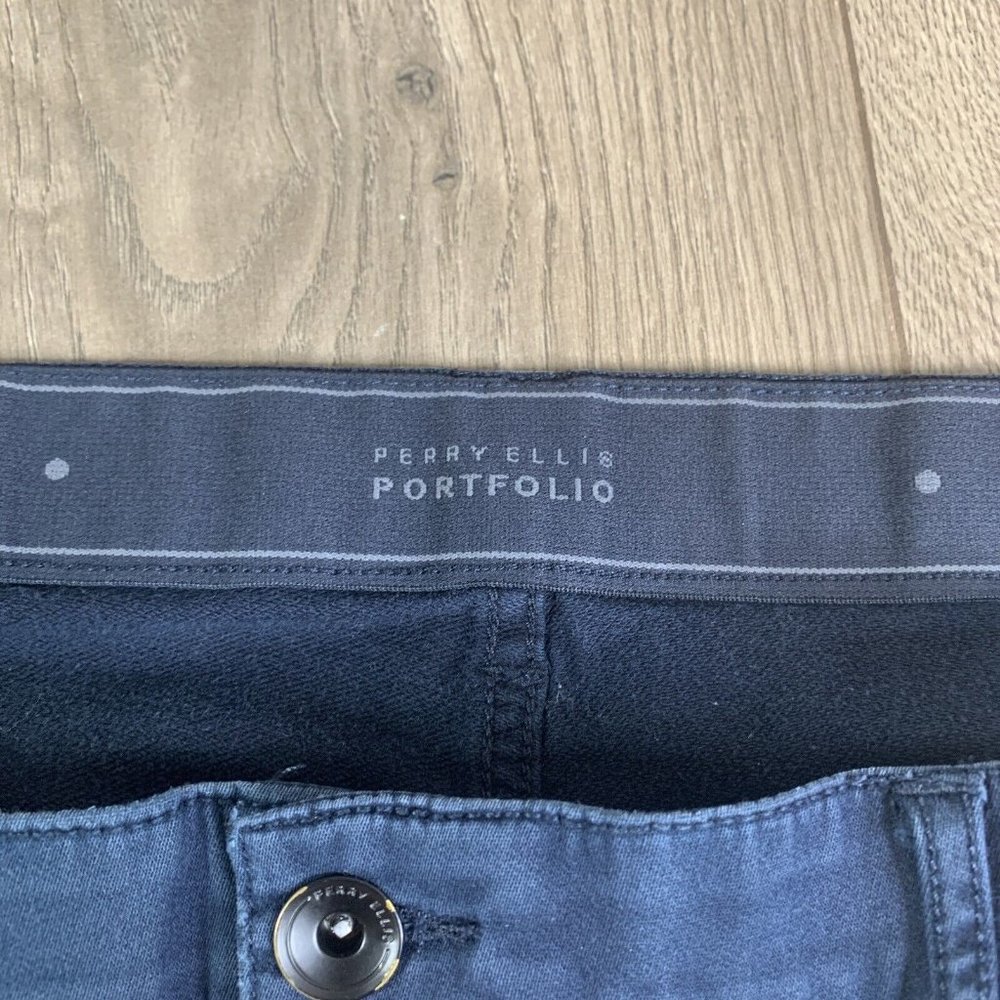 Perry Ellis Portfolio Mens Size 38X30 Navy Blue Straight Leg Pants Casual - Picture 7 of 9